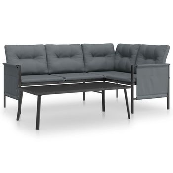 Conjunto De Muebles De Jardín 2 Uds | Mesa Y Sillas Acero Gris Antracita