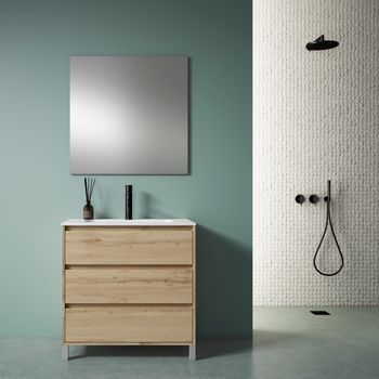 Mueble Jade 70 Cm 3c, Roble Hércules. Pack Mueble + Lavabo.