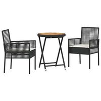 juego bistro de jardin 3 piezas  mueble de jardin negro ratan sintetico
