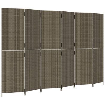 Biombo De 6 Paneles Ratán Sintético Gris Vidaxl