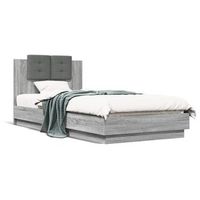 cama para adulto  cama individual  cama con cabecero madera de ingenieria gris sonoma 90x200 cm