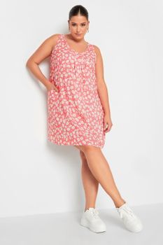 Yours Vestido Rosa Claro De Margaritas Con Bolsillos, Mujer Curvy Y Tallas Grandes, Yours