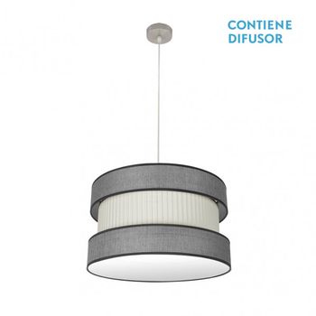 Colgante Niquel/gris-beis modelo Home 2luces regulable FABRILAMP