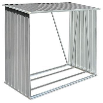 Casetilla Para Leña Acero Galvanizado Gris 163x83x154 Cm Vidaxl