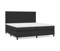 cama box spring con colchon cuero sintetico negro 200x200 cm botones