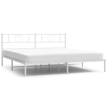 Estructura Cama Sin Colchón Con Cabecero Metal Blanco 200x200cm Vidaxl
