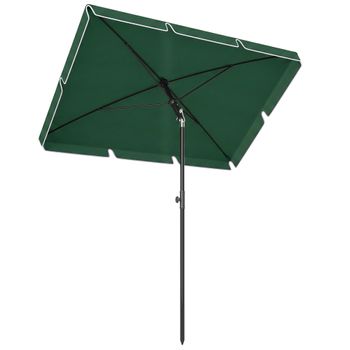 Outsunny Sombrilla Rectangular de Jardín 198x130x240cm Parasol de Aluminio con Función de Inclinación para Terraza Patio Exterior Verde   Aosom España