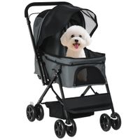pawhut cochecito para mascotas plegable con toldo ajustable cesta de almacenaje tela oxford 600d acero 765x52x95 cm gris   aosom espana