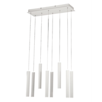 lampara colgante fabas luce prado de 8 luces - led regulable de 52 w - diseno lineal blanco mate