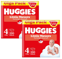 huggies little movers panales disney talla 4 7-18 kg 2x150 uds