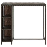 mesa bar  mesa de bistro estante almacenaje 120x60x110cm ratan sintetico marron