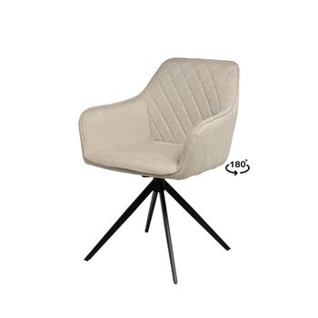 Silla de comedor tapizada beige giratoria a 180°