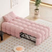cama tapizada 2 en 1 - 76 x 183 x 72 cm - sofa cama nido - tela teddy - rosa sin colchon