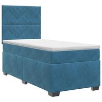 cama tapizada 200x100x1405 cm terciopelo - azul