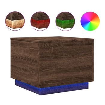 Mesa De Centro，mesa Auxiliar，mesa De Café Con Luces Led Marrón Roble 50x50x40 Cm