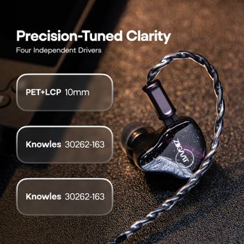 Auriculares Intrauditivos Híbridos Linsoul ZiiGaat Crescent Premium 2DD+2BA, Diseño de Controlador Dinámico Dual Isobarico de Alta Fidelidad