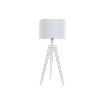 Lampara Sobremesa Madera Poliester 30x30x72 Blanco