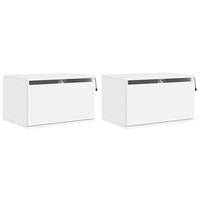 pack 2 uds mesitas de noche de pared flotantes mesilla con luces led blanco