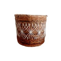 cesta redonda de hojas de platano marron 20x20cm