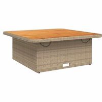 mesa de jardin  mesa de exterior madera de acacia y ratan pe beige 110x110x71 cm