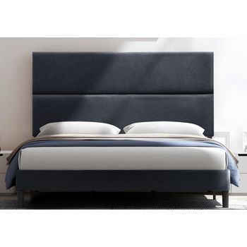Cabecero Cama Duo Largo Tapizado Tejido Antimanchas Negro 90x125cm