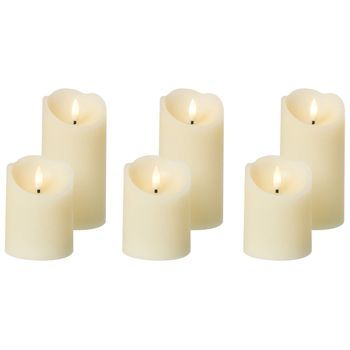 Conjunto De 6 Decoraciones De Navidad Led Para Interiores Vela Accesorio De Parafina Blanco Crema Amorea