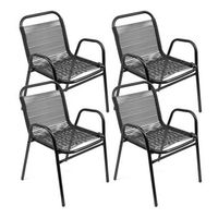 conjunto de 4 sillas apilables de jardin - 59x76x53 cm - asiento en metal y polietileno para exteriores - negro