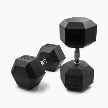 Mancuerna Hexagonal De Goma (par) Suprfit 40 Kg, Negro