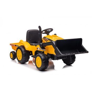 Tractor Con Pala Y Remolque Buddy 12v Amarillo - Tractor Eléctrico Infantil Para Niños De Batería Con Mando Control Remoto