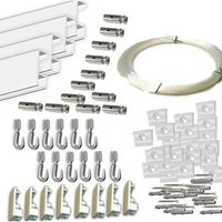 pack fast basic de 12 metros rieles de aluminio blanco  y 12 colgadores nylon para colgar cuadrosr alumnio blanco mate