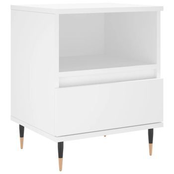 Mesita De Noche Mesilla De Noche - Madera Contrachapada Blanco 40x35x50 Cm Mc7972