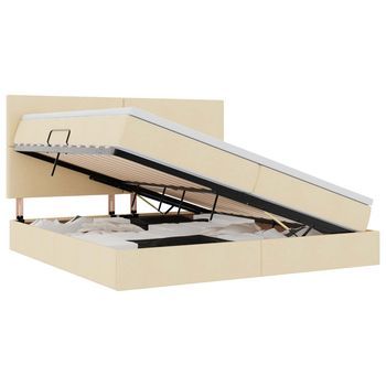 Cama Con Almacenamiento Y Colchón Crema 200 X 200 Cm Tela Vidaxl