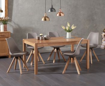 Oxford 150cm Solid Oak Dining Table with Oscar Faux Leather Square Leg Chairs