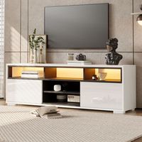 mesa de tv con luces led - mueble de salon - tablero de particulas - blanco 150x35x50cm