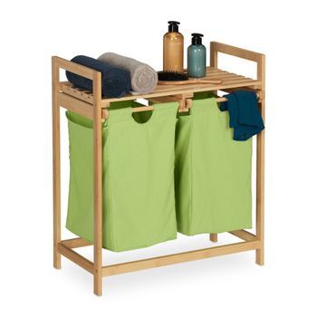 Estante Para Cesta De Ropa De Bambú Verde