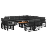 conjunto de sofas de jardin 14 uds negro y gris oscuro vidaxl