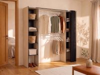 vestidor con cortina 180-110 cm natural y grafito
