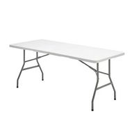 mesa plegable rectangular hdpe multifuncional portatil resistentemultiusos 180x74x74 cm color blanco