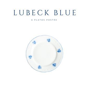 Juego De Platos De Postre De Porcelana Blanca (6 Piezas) Lubeck Blue
