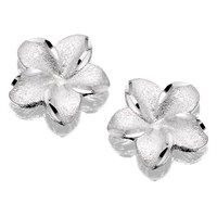 9ct white gold flower stud earrings - 10mm - exclusive - g0443