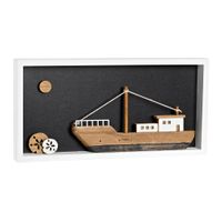 decoracion de barco de madera blanco 40x3x20 cm