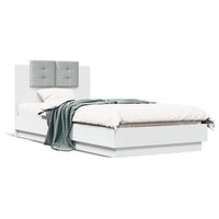 cama para adulto  cama individual  estructura cama con cabecero madera ingenieria blanco 90x200 cm