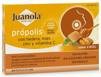 Juanola Própolis Sabor Miel + Hiedra 24 Pastillas