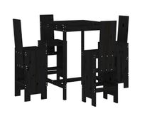 set de mesa y taburetes altos jardin 5 piezas madera pino negro