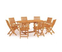 conjunto de comedor de jardin 9 piezas madera maciza de teca