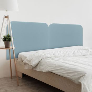 Dhome Cabecero Gris Claro 210cm Dual Tapizado En Polipiel Liso Curvo 70cm Altura Pared Acústicos Absorbentes Cabezal Cama (gris Claro, 210 Dual)
