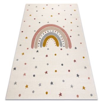 Alfombra Kiddo 5151 Blanco / Gris Claro, Arcoíris, Estrellas Para Ni� 200x290 Cm