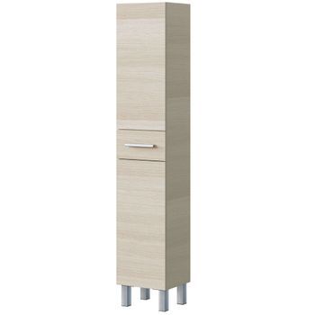 Columna De Baño Athena Acabada En Color Roble 2 Puertas Y 1 Cajón 182x35x31 Cm