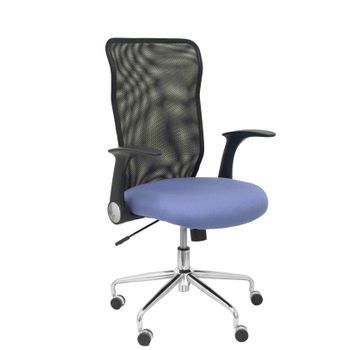 Silla De Oficina Minaya Respaldo Malla Negro. Asiento Bali Azul Claro