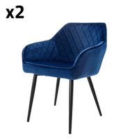 2x sillas de comedor azul oscuro terciopelo respaldo y reposabrazos